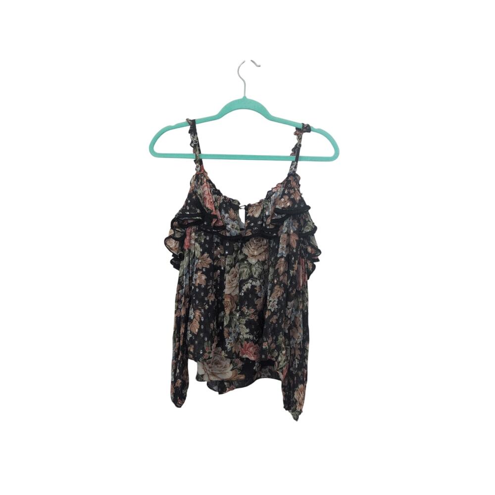 Needle & Thread Floral Ruffle Top – Size 6 (EUC) – Cold Shoulder V-Neck Blouse - Picture 5 of 5